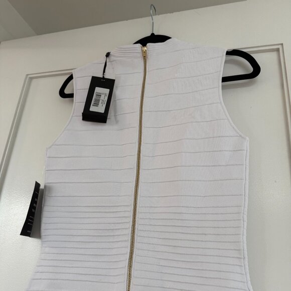 NWT Retrofête Laurel Bandage Knit Mini Dress Optic White Button Down Sleeveless - Picture 9 of 9